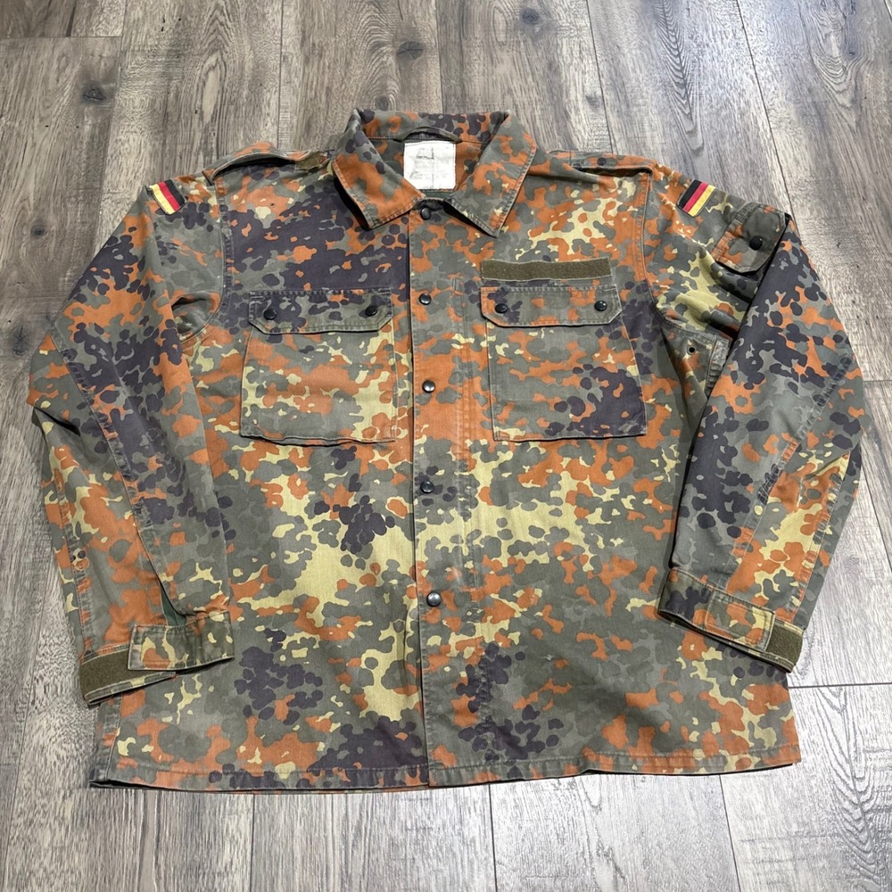 German Military Flecktarn Camo Field Jacket Mens Large Multicolor Good Surplus